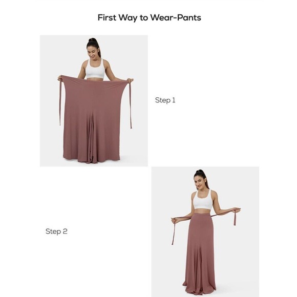 Halara 2 Ways To Wear Wrap Palazzo Pants / Cowl Neck Split Leg Jumpsuit Navy M - Picture 7 of 15